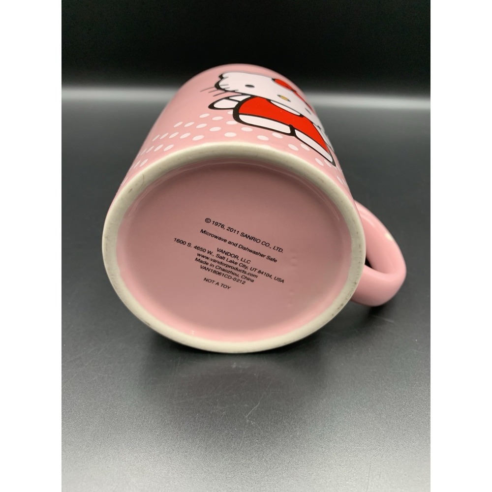 Hello Kitty Sanrio 2011 Pink & White Polka Dot 12oz Ceramic Mug Cup - Picture 6 of 7